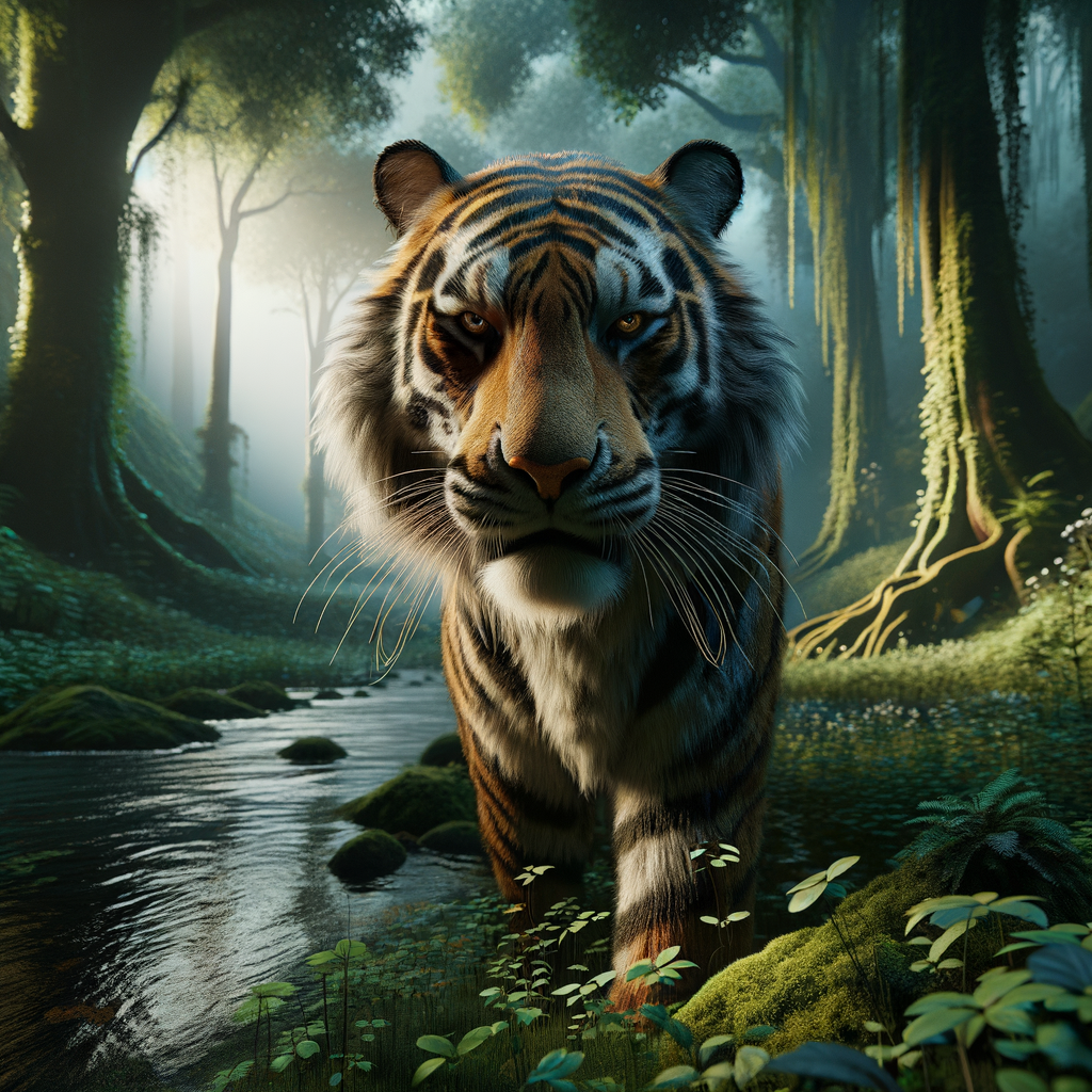 Generate a realistic image of a tiger in the wild Generate a realistic image of a tiger in the wild