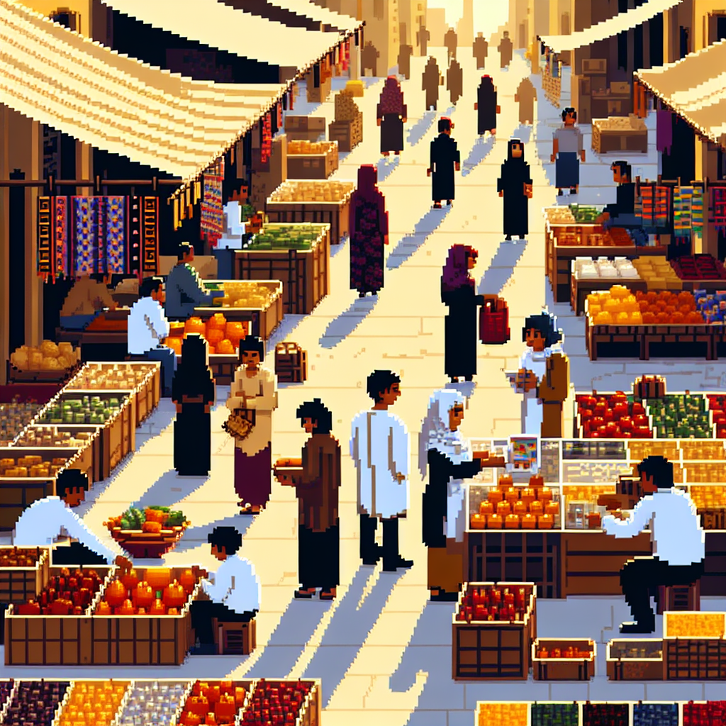 A busy market scene, at the early hours of a day. A busy market scene, at the early hours of a day.