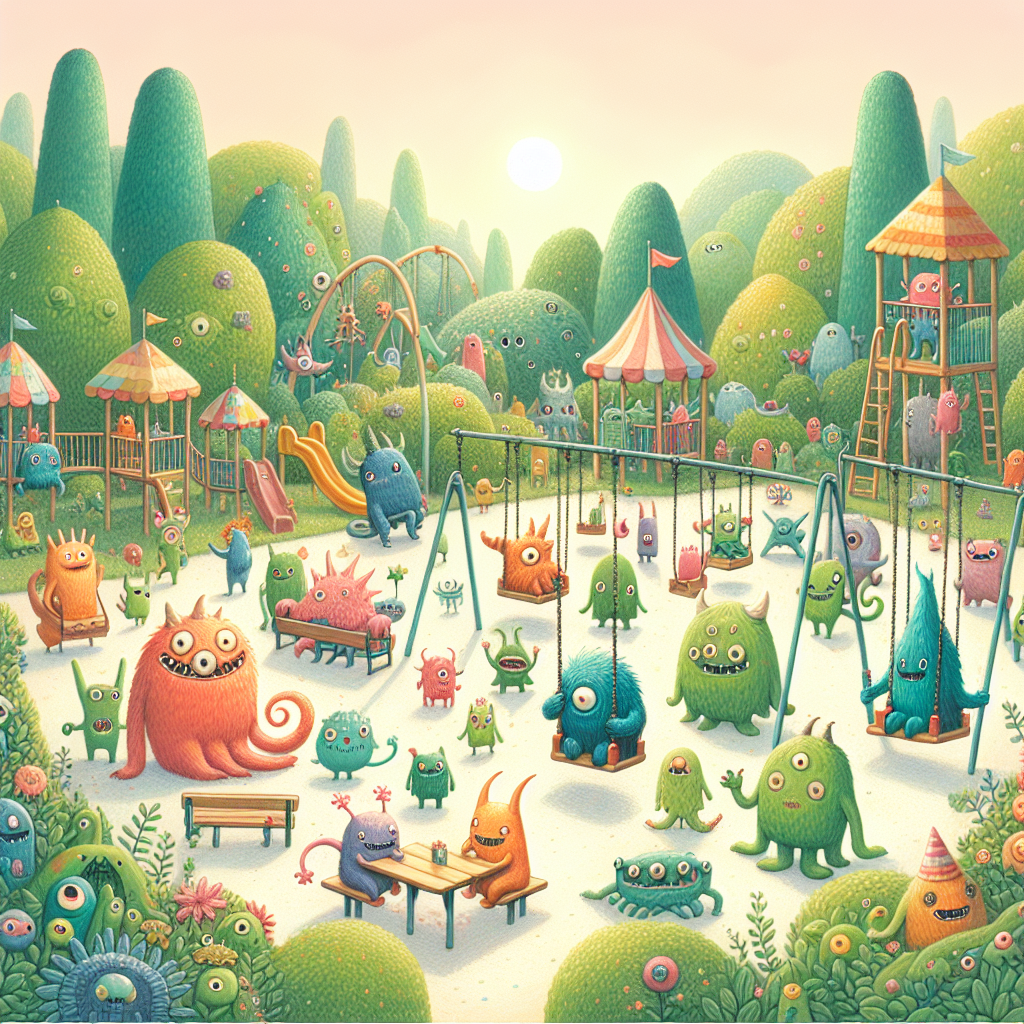 Cute monster park doing cute action Cute monster park doing cute action